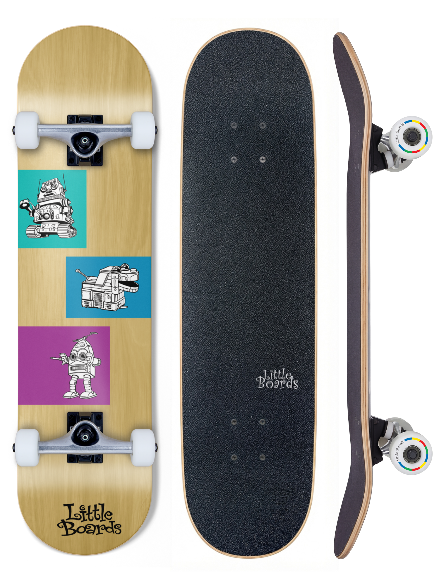 Little Boards Kinder Skateboard Robots 7.25 Little Boards Kinder Skateboard Robots 7.0