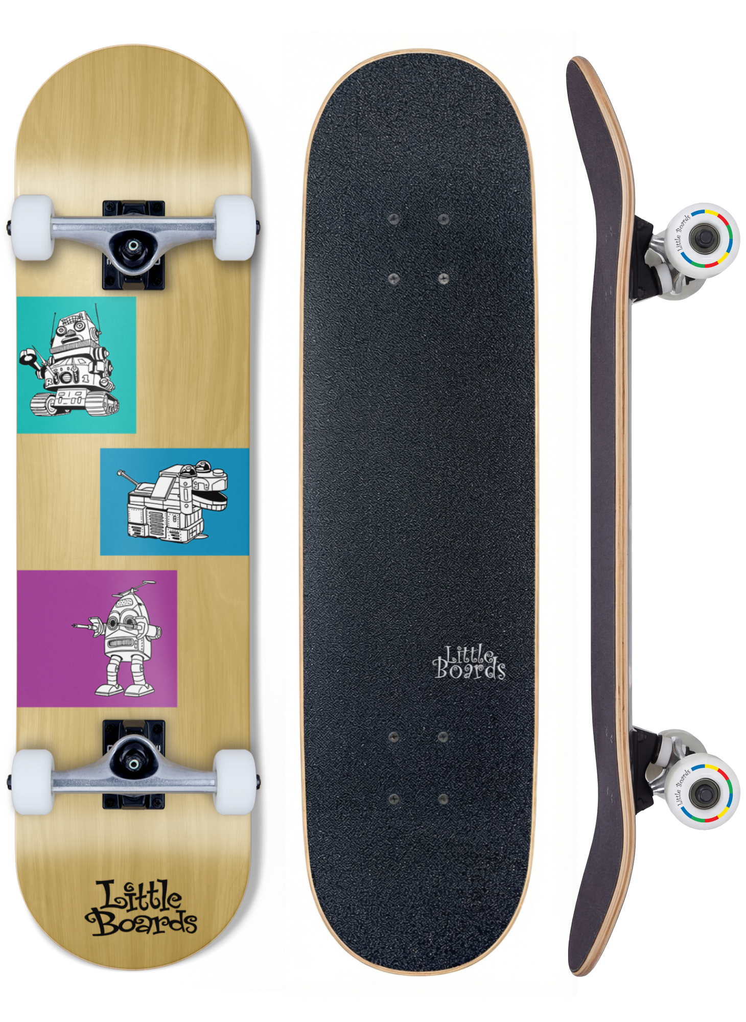 Little Boards Kinder Skateboard Robots 7.25 Little Boards Kinder Skateboard Robots 7.0