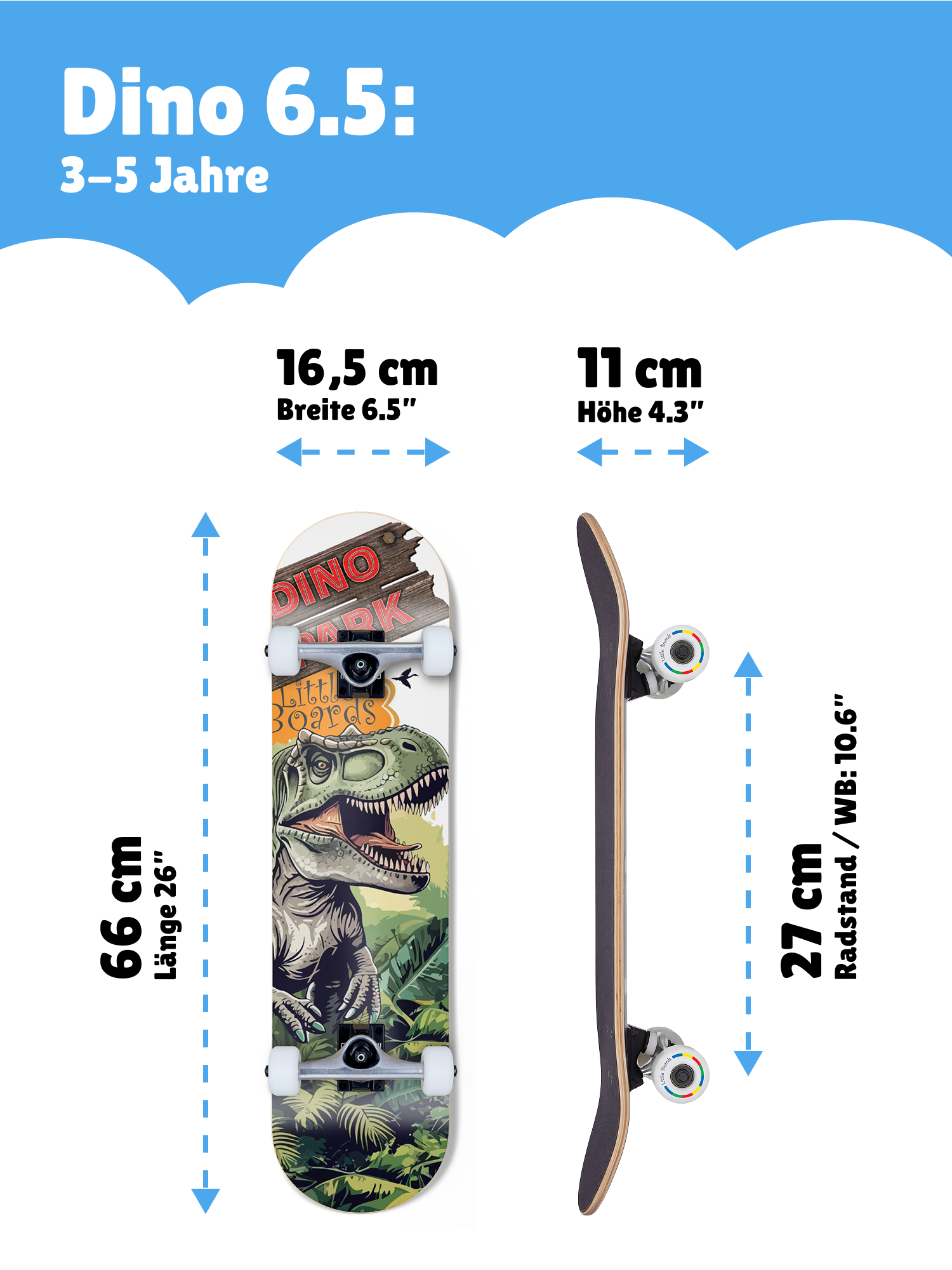 Little Boards "Dino Park" Kids-Skateboard 6.5