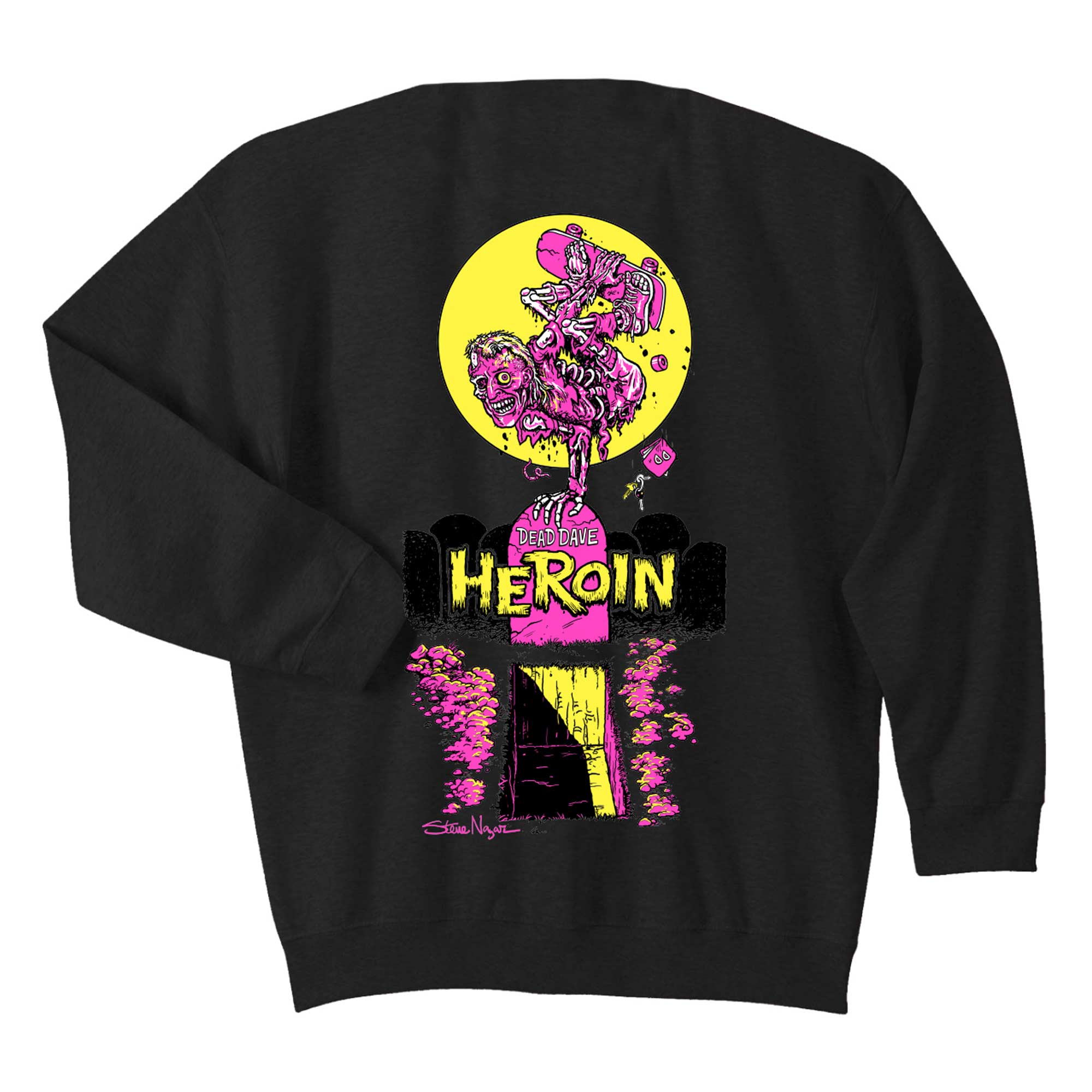 HEROIN Sweat SKATE ZOMBIE Crew, black XL