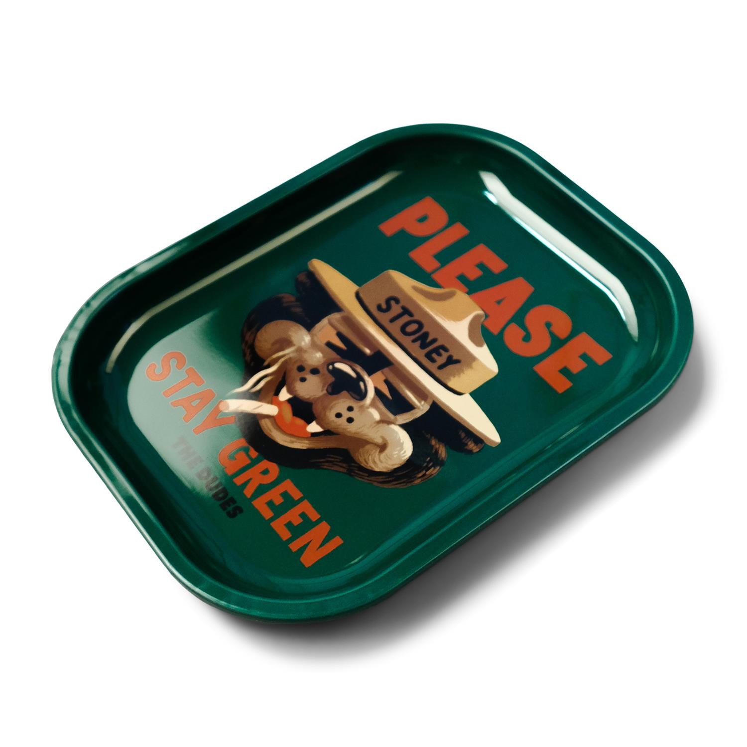The Dudes Stay Green Rolling Tray - bottle green