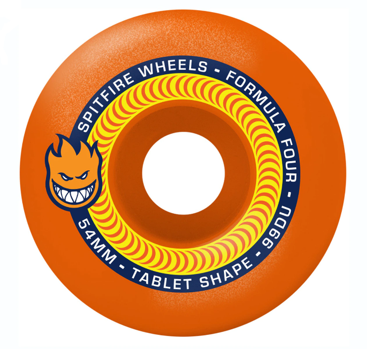 Spitfire Skateboard Wheels F4 Tablets Neon Orange 99a 53mm