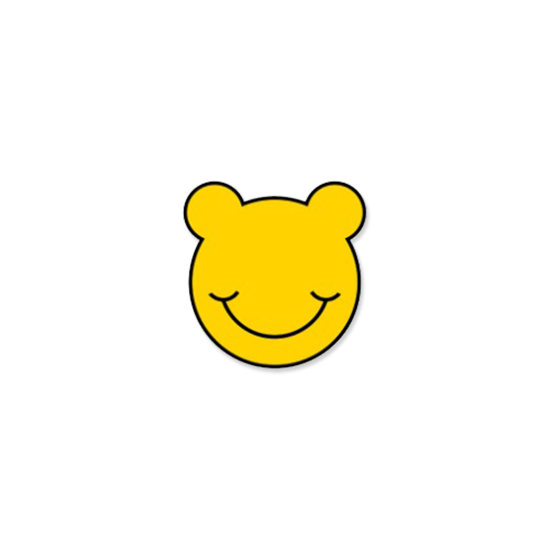 Ein fröhliches, gelbes Bärengesicht-Emoji, das lächelt