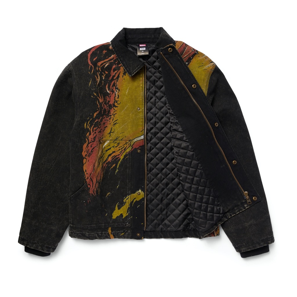 HUF Dark Phoenix Work Jacken - washed black XXL