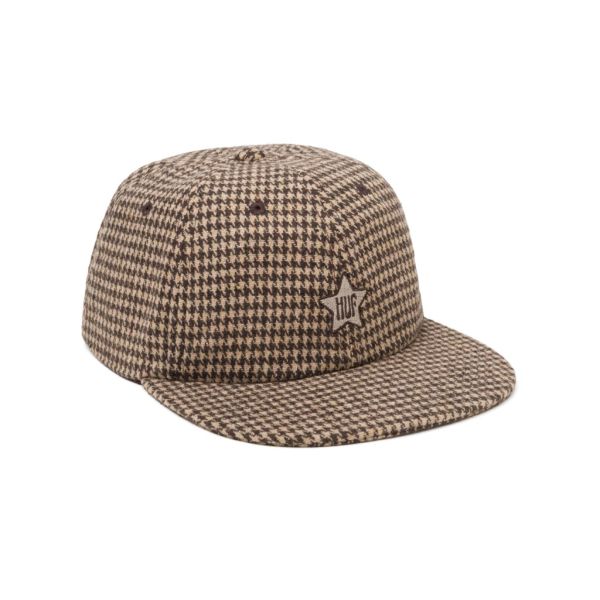 HUF One Star Houndstooth 6 Panel Cap - oatmeal