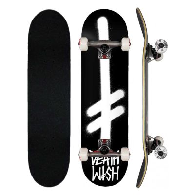 DEATHWISH Complete GANG LOGO BLK/WHT Skateboard 8.25, black/white 8.2