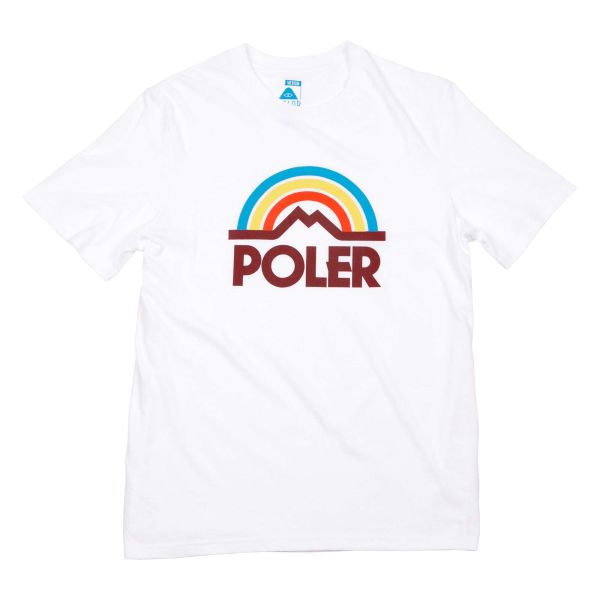POLER T-Shirt MOUNTAIN RAINBOW white FA16 (red lettering)