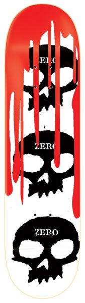Zero Skateboard Deck Team 3-Skull Blood White 8,125