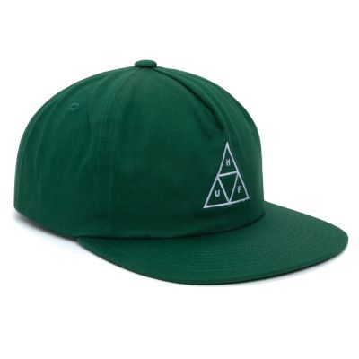 HUF Essentials Unstructured Triple Triangle Snapback - forest green