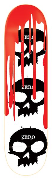 Zero Skateboard Deck Team 3-Skull Blood White 7,875