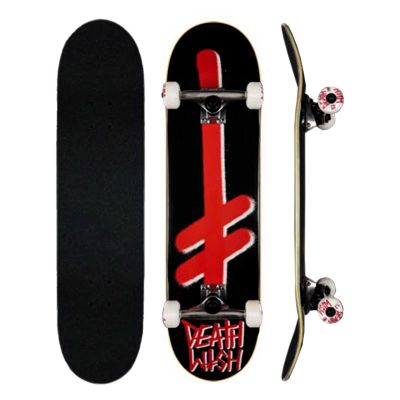 DEATHWISH Complete GANG LOGO BLK/RED Skateboard 7.7, black/red 7.7