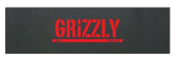 Grizzly skateboard griptape black with red print