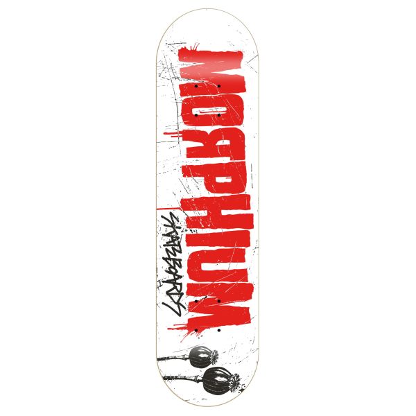 Morphium Letters white Skateboard Deck